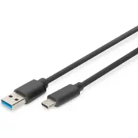 Digitus DB-300136-010-S USB-kabel USB 3.2 Gen1 USB-C stekker, USB-A stekker 1.00 m Zwart Rond, Afgeschermd (dubbel)