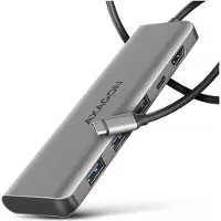 Axagon HMC-5H USB-hub 5 poorten HDMI, USB-C (met Power Delivery), USB-A 3.2 Gen 1 Thunderbolt 3, USB 3.2 Gen1 5 GBit/s Ultra HD-geschikt