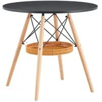 OKWISH Ronde Eettafel - Compact Voor 2 Tot 4 Personen - Voor Kleine Ruimtes - Hout En Zwart - 80 Cm