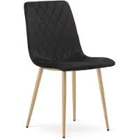 Leobert Eetkamerstoel TURIN - Zwart fluweel - Eikenlook poten - Modern design