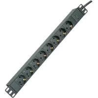 Roline 19" stekkerdoos 8-voudig, C14 stekker, zwart, 2 m