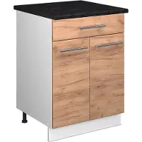 Vicco Onderkast voor spoelbak/kookplaat Fame-Line, Goudkleurig Eiken/Wit, 60 cm met lade, WB Antraciet