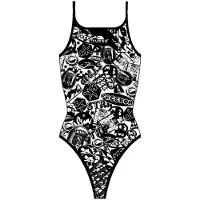 Turbo Stickers Swimsuit Wit,Zwart M Vrouw