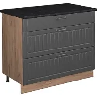 Vicco Keukenonderkast Fame-Line, Donkergrijs/Goudkleurig Eiken, 100 cm, WB Antraciet