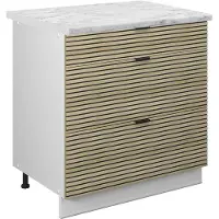 Vicco Fame-Line Keukenonderkast – 80 cm met 3 laden, WB Marmer Eiken paneel