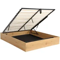 Sweeek - Opbergbed met lattenbodem 160x200cm houtdecor voor 2 personen - lift