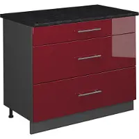Vicco Keukenonderkast Fame-Line, Bordeauxrode hoogglans/Antraciet, 100 cm, WB Antraciet