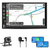Hexinex 2DIN Autoradio - 7 inch scherm - met Draadloze Carplay & Android Auto - BT 5.2 - USB/USB-C + Achteruitrijcamera
