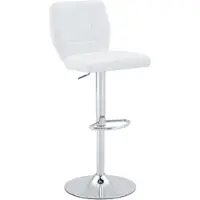 OKWISH barkruk met rugleuning en voetsteun, ergonomisch ontwerp, 360° draaibaar, in hoogte verstelbaar, zilver + wit