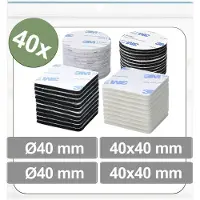 Quadrios 25CA688 Klittenband punten Om vast te plakken Haak- en lusdeel (Ø x l) 40 mm x 40 mm Zwart, Wit 40 stuk(s)