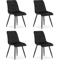 Leobert Set van 4 eetkamerstoelen SPLIT - Zwart fluweel - Zwarte metalen poten - Modern design