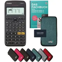 Casio fx-83GT X incl. beschermhoes Turkoois & vakboek (64 pagina's, DIN A5) – Wetenschappelijke rekenmachine – Smart Set