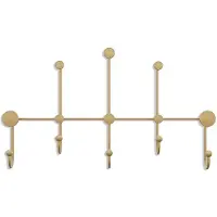 CALICOSY Kapstok voor aan de muur met 8 haken in goudkleurig metaal h45 cm iyon