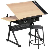 Lykke Tekentafel met Houten Blad en Kruk