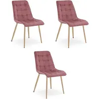 Leobert Gestoffeerde fauteuil SPLIT, donkerroze velours, eikenhouten poten, voor de woonkamer, 3 stuks