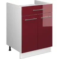 Vicco Onderkast voor spoelbak/kookplaat Fame-Line, Bordeauxrode hoogglans/Wit, 60 cm met lade, zonder werkblad