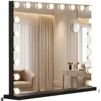CLP Norlina Make-up spiegel - Cosmetische spiegel - met vergroting - Dimbare LED-verlichting - 3 lichtstanden - zwart met Bluetooth