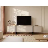 Vente-unique Tv-meubel met 4 deuren van mdf - Beige en zwart - LUVONIA