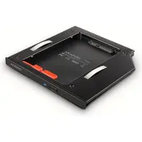Axagon RSS-CD09 2.5 inch SSD/HDD caddy voor DVD-sleuf, 9.5 mm, LED, aluminium, SATA, SATA, zwart, voor laptops, gemaakt in China, CE-markering, RoHS-conform