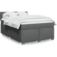 vidaXL Boxspring met matras stof donkergrijs 140x200 cm