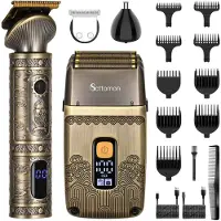 Hatteker Professionele Tondeuse Set voor Heren – Baardtrimmer, Precisietrimmer, Haartrimmer & Langhaartrimmer – 4-in-1 – Oplaadbaar & Netstroom – Waterdicht