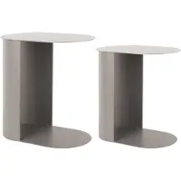 Leitmotiv Bijzettafel Set Riqueza Oval Warm Grey (Set van 2)