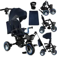 Momi IVI - Driewieler met Duwstang - Omkeerbare Zitting - Opvouwbaar - Donkerblauw
