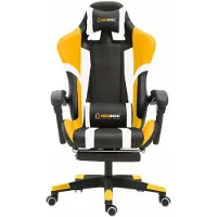 Herzberg HG-8083: Driekleurige Gaming- En Bureaustoel Met Lineair Accent Geel