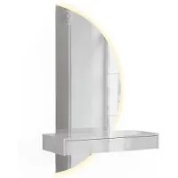 Vicco Kaptafel met licht Sherry, Wit Hoogglans, 81.4 cm met LED-spiegel