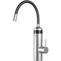 Aqualine Ton Elektrische warmwaterkraan, flexibele uitloop, 230V, 3kW, zwart/RVS