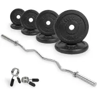 VirtuFit Gietijzeren Halterset - EZ Curlstang - Veerclip - 30 mm - 43 kg