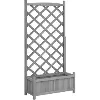 vidaXL Plantenbak met latwerk 75x35x150 cm massief vurenhout grijs