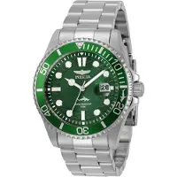 Invicta Pro Diver 30020 Heren Horloge - Waterdicht - Analoog - Quartz Uurwerk - Roestvrij Staal met groene Wijzerplaat -43mm