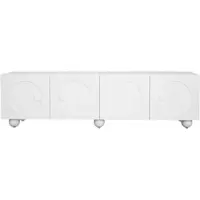 STILVORA TV-Meubel - 3D Rondrelief Deuren - Veel Opbergruimte Met Gesloten Deuren - Mat Wit Afwerking En Stabiel Plat Onderstel - MDF - 180,5x38x50 cm - Wit