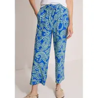 Cecil Dames 7/8-broek met High Waist en Wide Leg pijpen in een Loose Fit pasvorm - Blauw - L