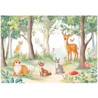 WALLARENA - Fotobehang - 350x250 cm - fotobehang voor kinderen met een bos en dieren voor meisjes van vliesbehang