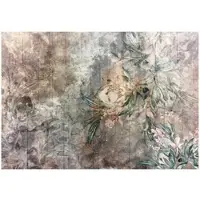 WALLARENA - Fotobehang - 150x105 cm - retro vintage bloemen bladeren beton voor slaapkamer en woonkamer