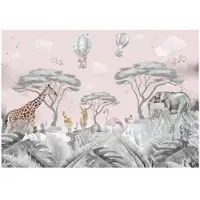 WALLARENA - Fotobehang - 150x105 cm - leuke safari dieren voor de kinderkamer
