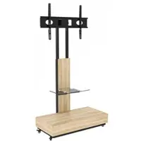 STILVORA Televisiewagen - Verstelbare Hoogte En Kantelbare Beugel - Met Lade En Glazen Plateau - MDF En Metaal - 80x40 Cm - Naturel