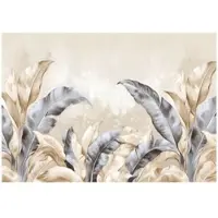 WALLARENA - Fotobehang - 400x280 cm - Beige bladeren beton design voor slaapkamer in woonkamer, vliesbehang