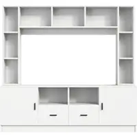 STILVORA TV-Meubelset - Compact Wandmeubel Met 2 Kasten 2 Lades En 11 Vakken - Gestapeld Design Voor Woonkamer - Spaanplaat - 180x35x170 cm - Wit