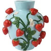 Décoris Vaas Berry Blauw / Rood D 26 H 26 Cm