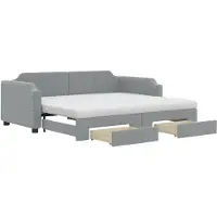 vidaXL Slaapbank met onderschuifbed en lades 80x200 cm stof lichtgrijs