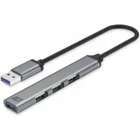 ACT AC6325 USB-A Hub | 3x USB-A 2.0 (480Mbps) | 1x USB-A 3.0 (5Gbps) | Aluminium | Kabellengte 18cm