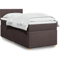 vidaXL Boxspring met matras stof donkerbruin 100x200 cm