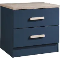 Vente-unique Nachtkastje met 2 lades - Blauw en houtlook - SKAIDO