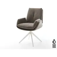 DELIFE Eetkamerstoel Clea-Flex kruisframe breed wit zachte stof met structuur taupe 360° draaibaar rocker-functie