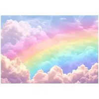 WALLARENA - Fotobehang - 300x210 cm - fotobehang voor kinderen met een regenboog en wolken, ideaal voor de kinderkamer