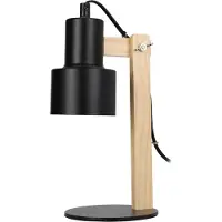 Koopman Tafellamp/bureaulampje Design Light - hout/metaal - zwart - H32 cm - Leeslamp - Bureaulampen