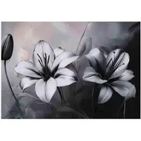 WALLARENA - Fotobehang - 150x105 cm - 3D bloemen ontwerp in zwart-wit beton voor slaapkamer en woonkamer